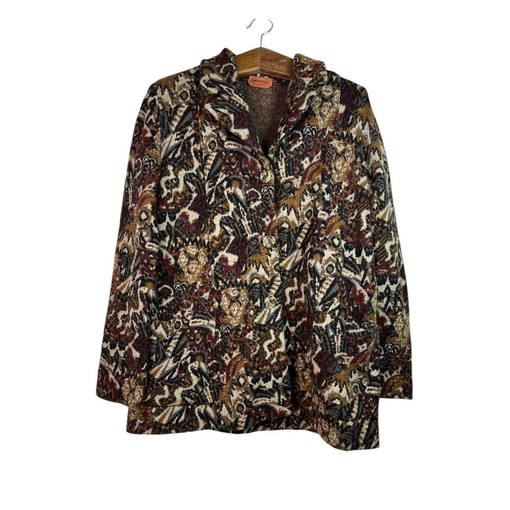 Vintage Missoni Rare Multicolored 90s Abstract Geometric Jacket Sz L 42 Italy